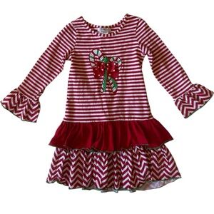 Bonnie Jean Candy Cane Striped Christmas Dress size 6